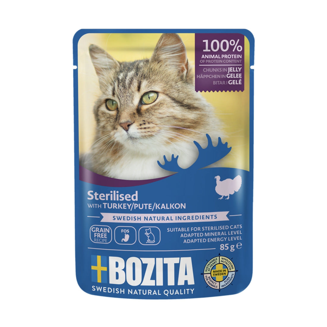 BOZITA Pouch Häppchen in Gelee Sterilised Pute, Katzen Nassfutter - Woofshack
