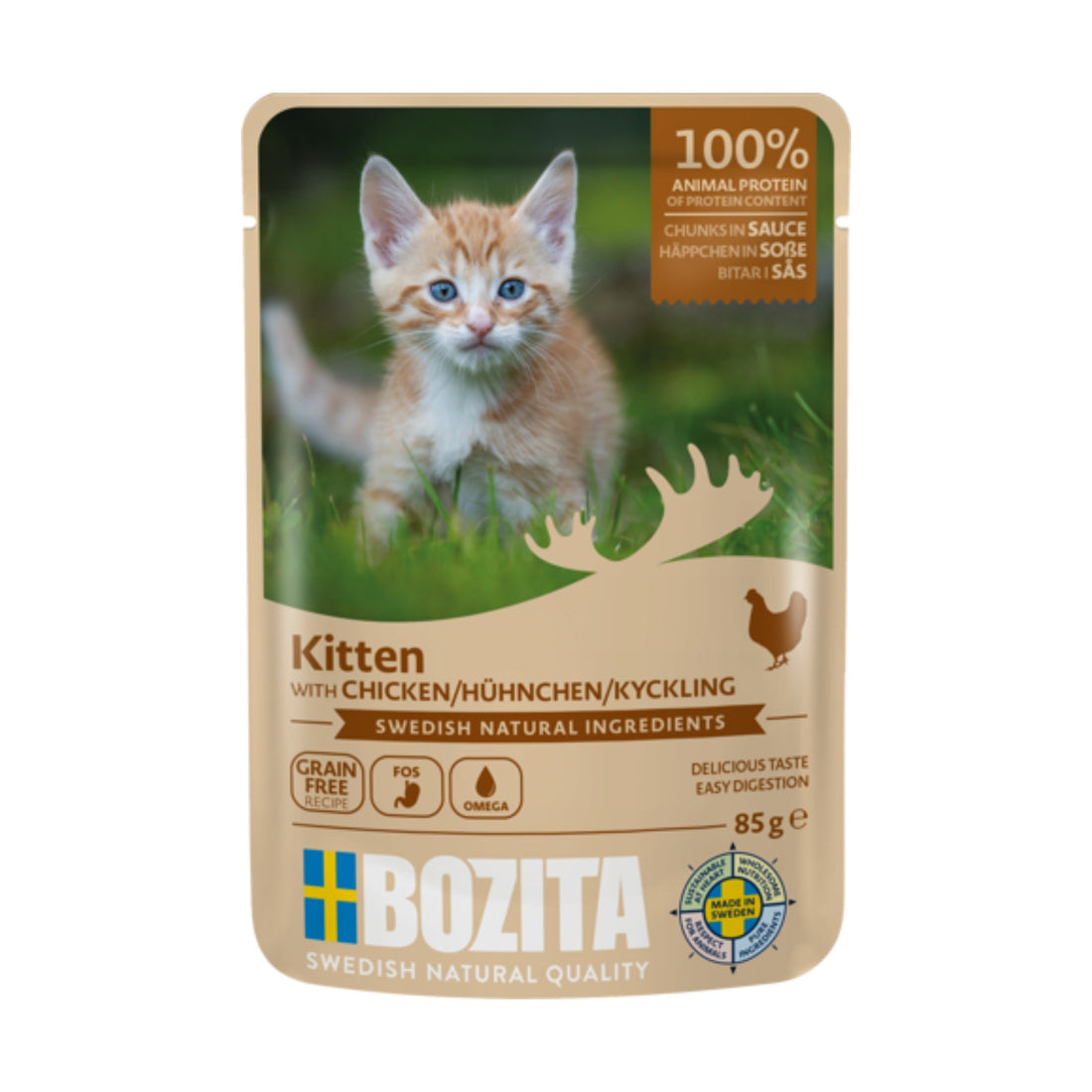 BOZITA Pouch Häppchen in Sauce mit Hühnchen, Kitten Nassfutter - Woofshack