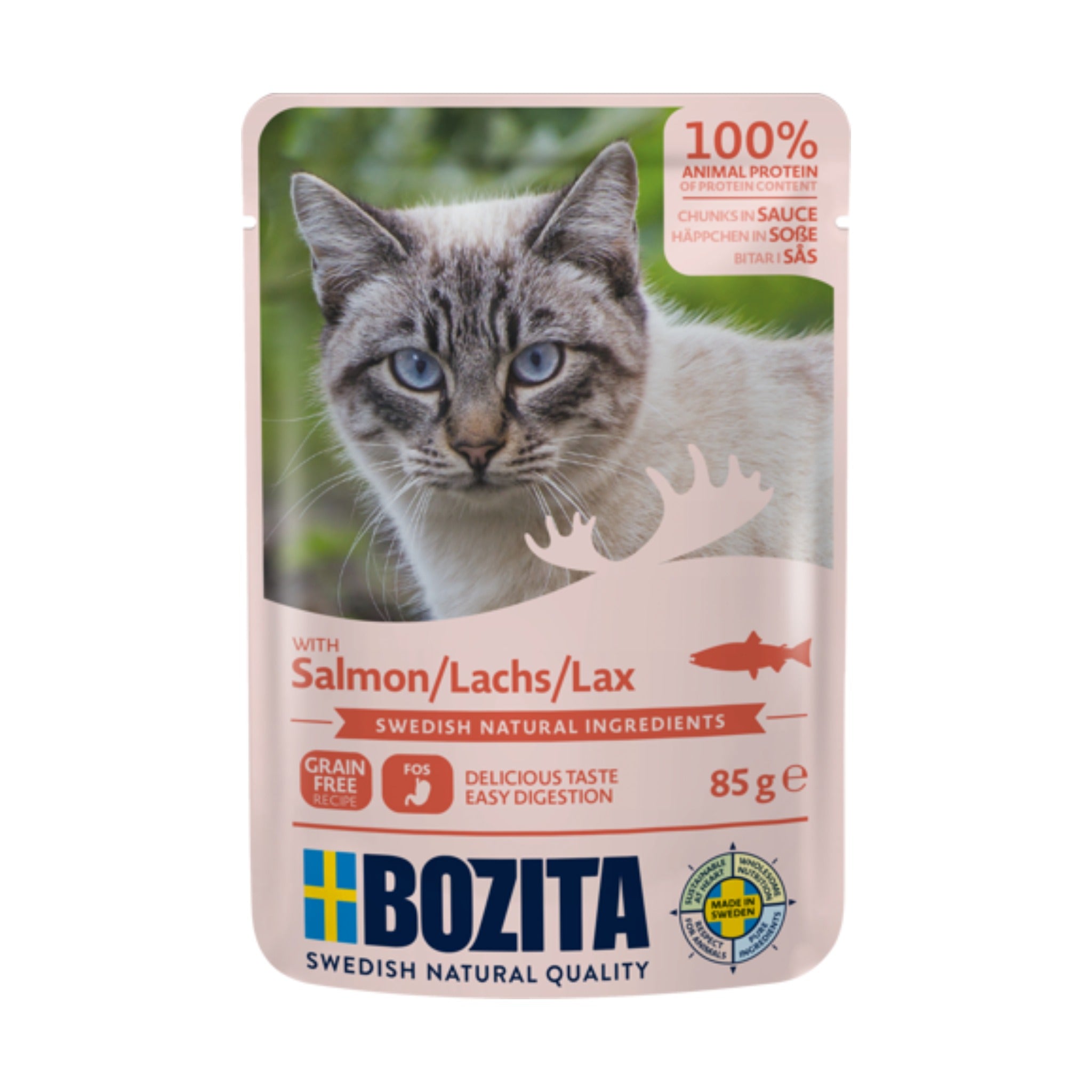 BOZITA Pouch Häppchen in Sauce mit Lachs, Katzen Nassfutter - Woofshack