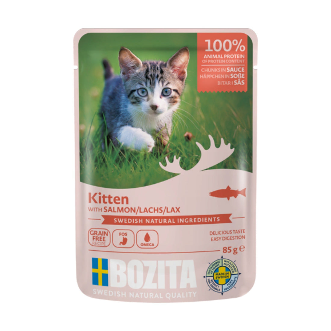 BOZITA Pouch Häppchen in Sauce mit Lachs, Kitten Nassfutter - Woofshack