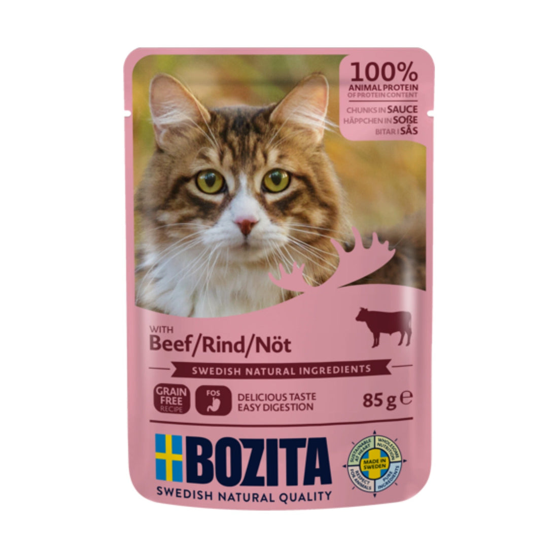 BOZITA Pouch Häppchen in Sauce mit Rind, Katzen Nassfutter - Woofshack