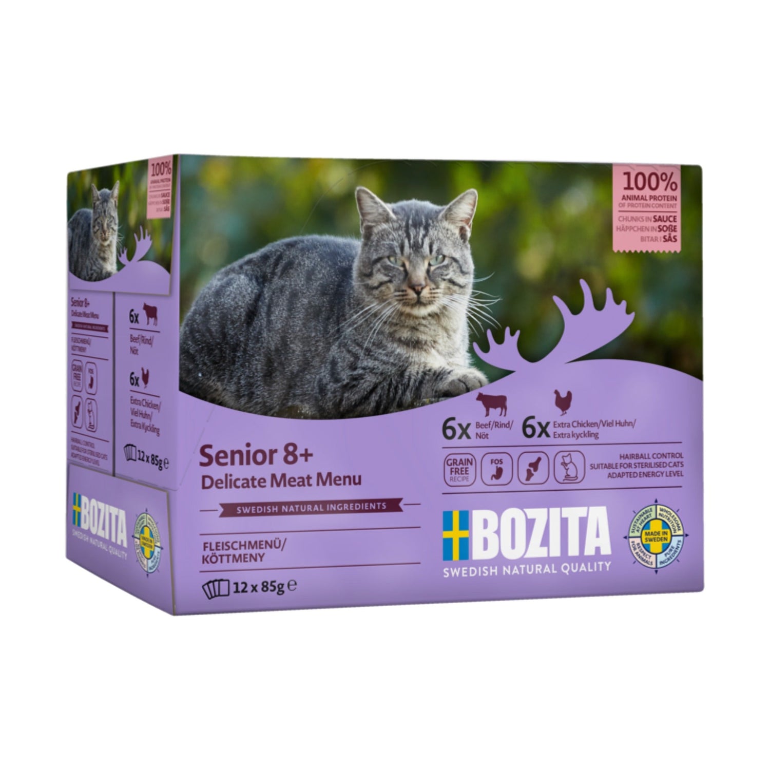 BOZITA Pouch Häppchen in Sauce Senior 8+ Multibox, Katzen Nassfutter - Woofshack