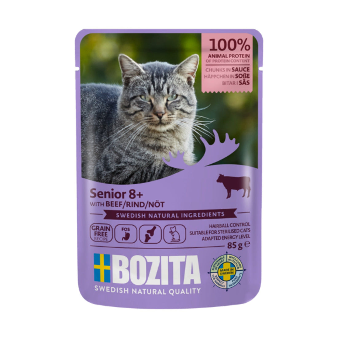 BOZITA Pouch Häppchen in Sauce Senior 8+ Rind, Katzen Nassfutter - Woofshack