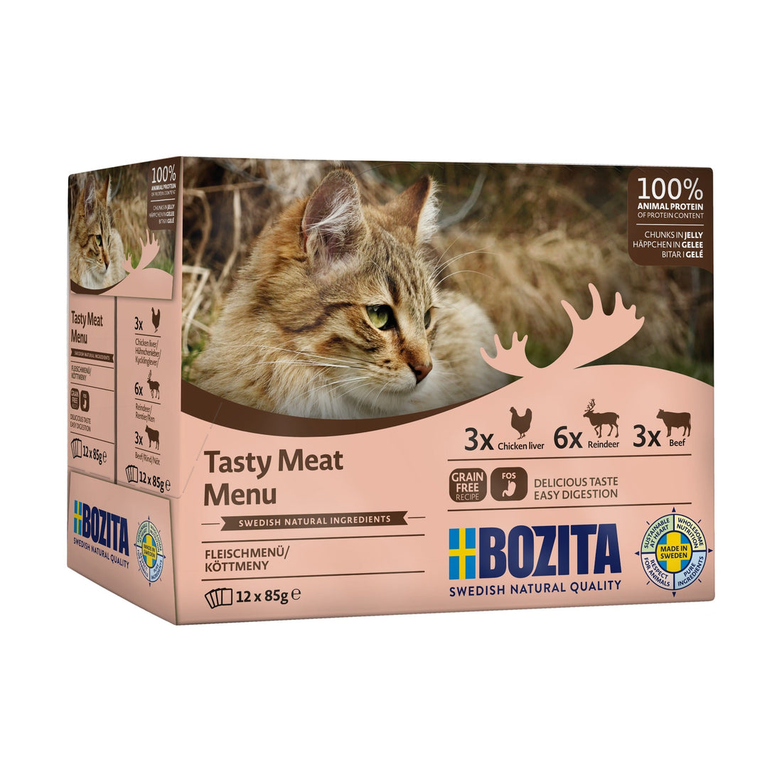 BOZITA Pouch Multibox Häppchen in Gelee Fleischmenü, Katzen Nassfutter - Woofshack