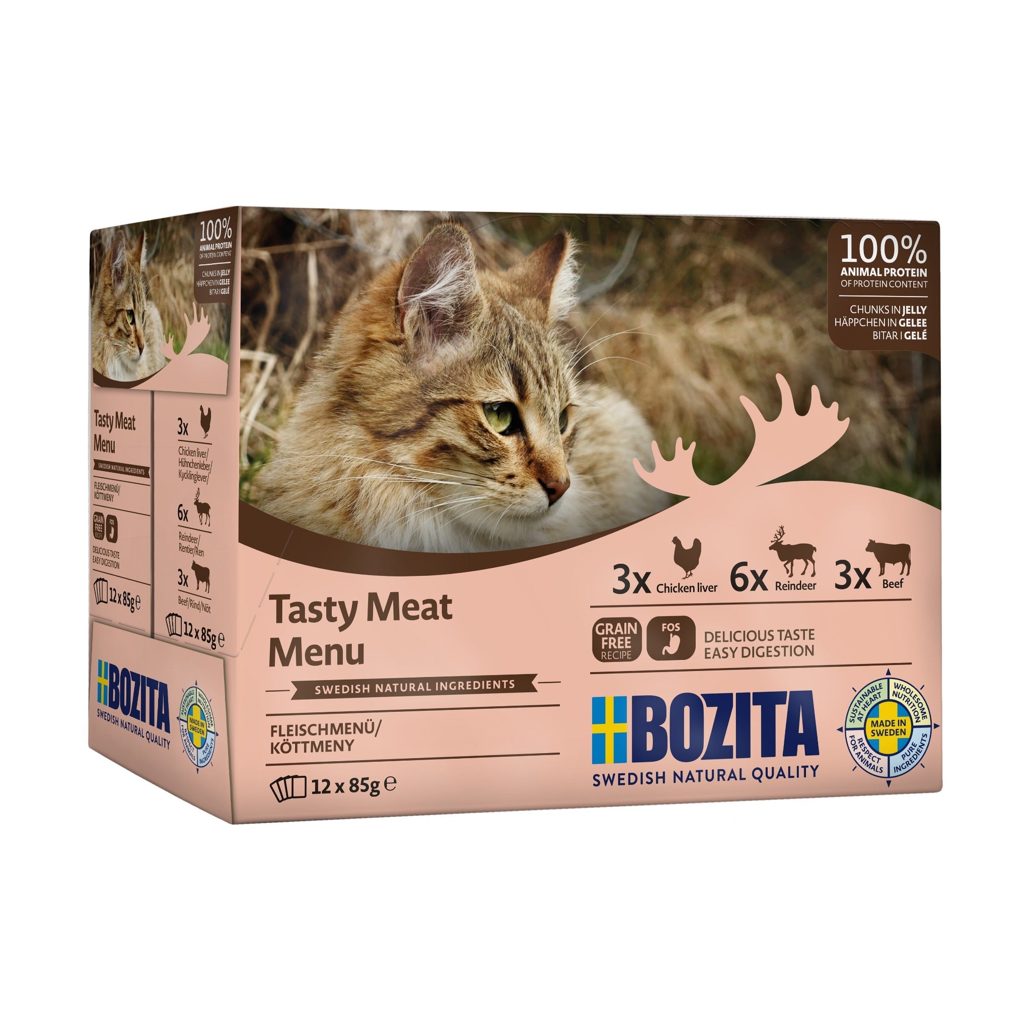 BOZITA Pouch Multibox Häppchen in Gelee Fleischmenü, Katzen Nassfutter - Woofshack