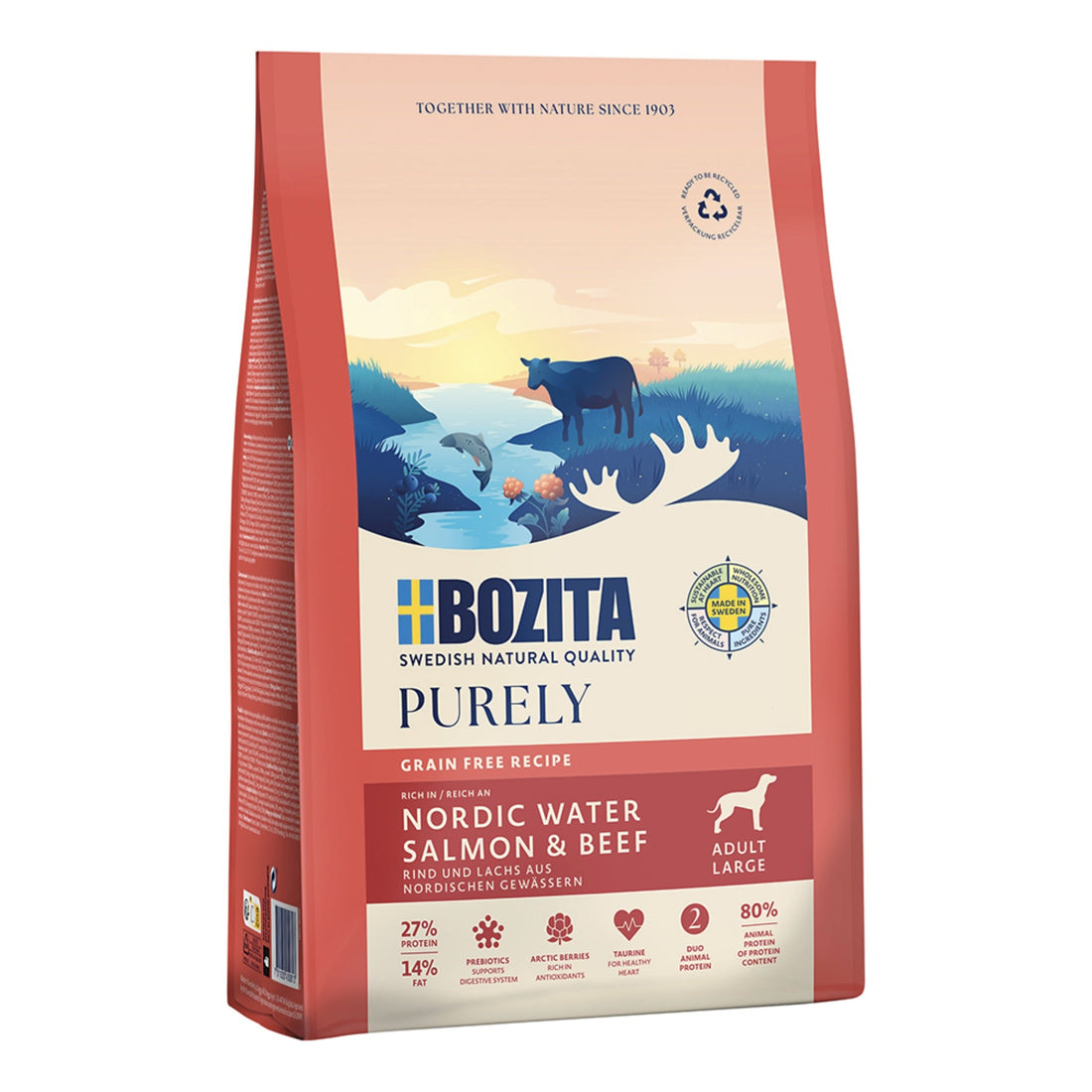 BOZITA Purely Adult Large mit Lachs &amp; Rind, Hunde Trockenfutter - Woofshack