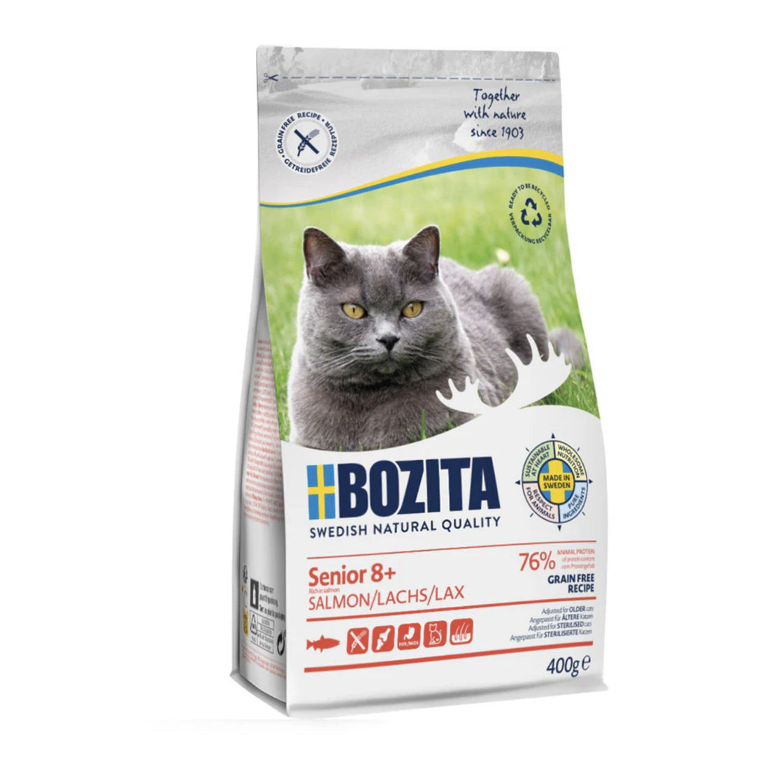BOZITA Senior 8+/Sterilised mit Lachs, Katzen Trockenfutter - Woofshack