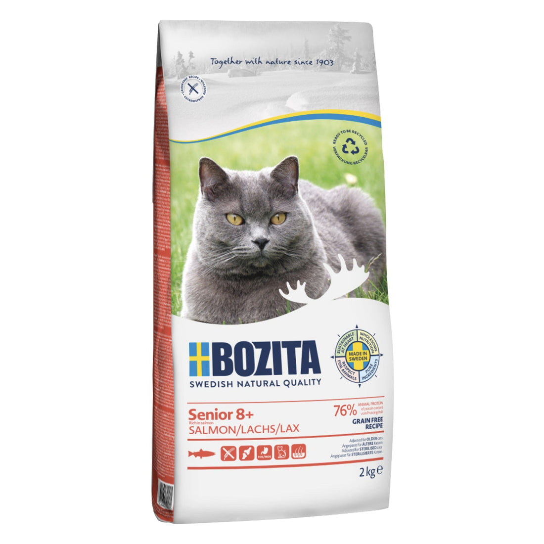 BOZITA Senior 8+/Sterilised mit Lachs, Katzen Trockenfutter - Woofshack