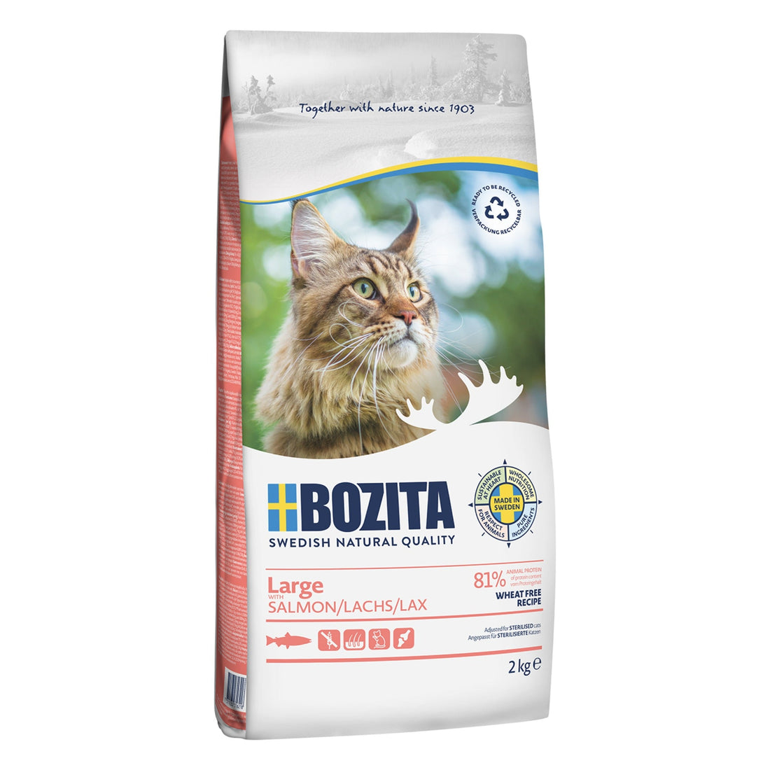 BOZITA Sterilised Large Weizenfrei Lachs, Katzen Trockenfutter - Woofshack