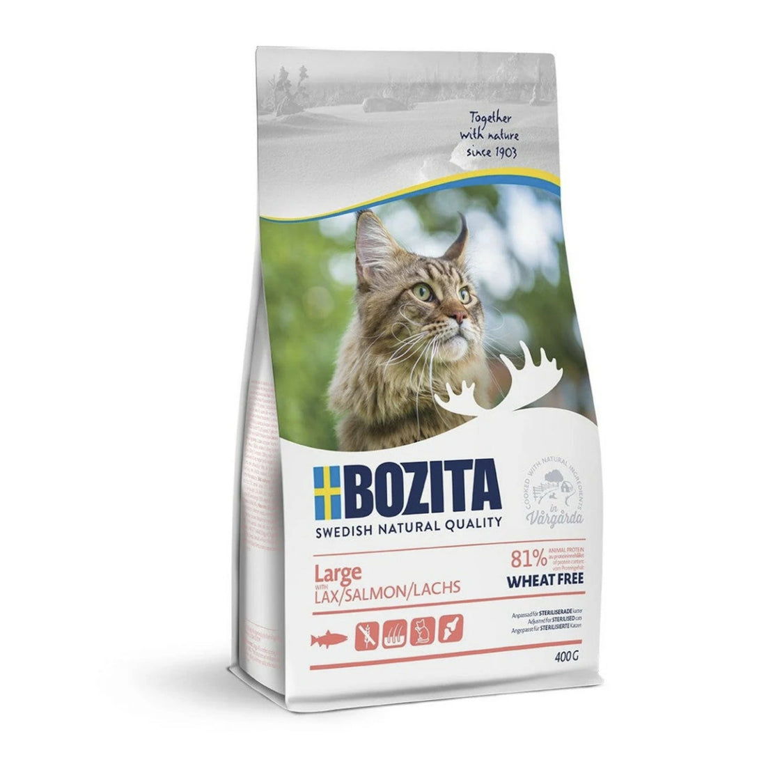 BOZITA Sterilised Large Weizenfrei Lachs, Katzen Trockenfutter - Woofshack