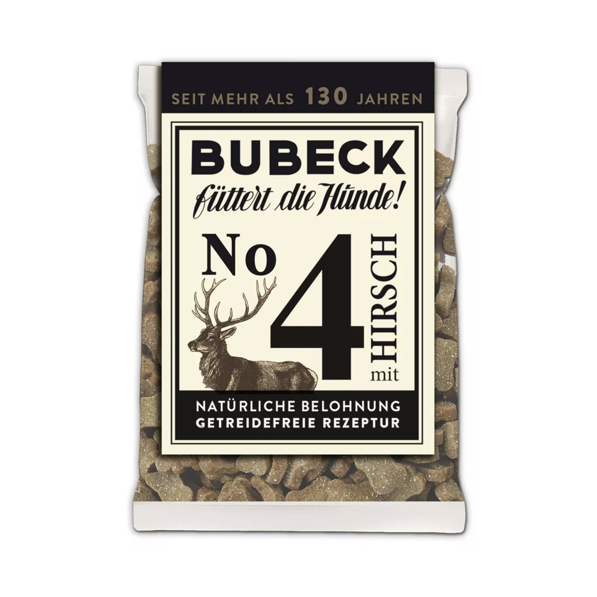 Bubeck No. 4 Hirsch-Hundesnack getreidefrei – Premium Belohnung für sensible Hunde mit natürlichem Wildfleisch