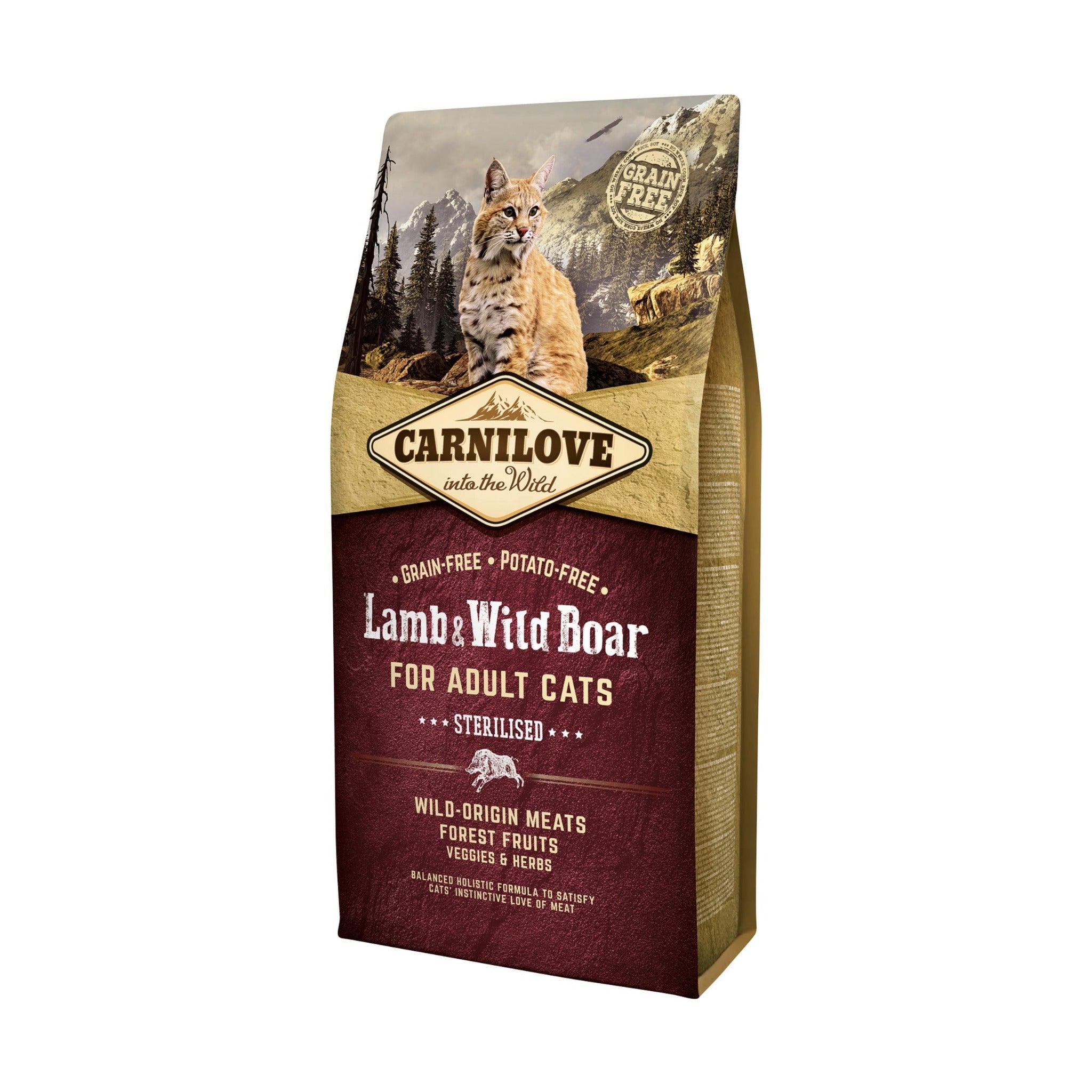 Carnilove Cat Lamb &amp; Wild Boar Sterilised, Katzen Trockenfutter - Woofshack