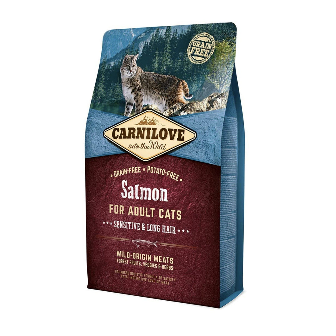 Carnilove Cat Salmon Sensitive &amp; Long Hair, Katzen Trockenfutter - Woofshack