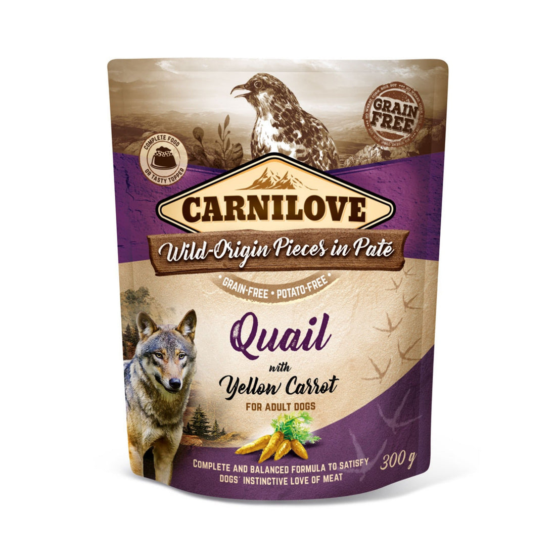 Carnilove Dog Pouch Adult Quail with Yellow Carrot, Hunde Nassfutter - Woofshack