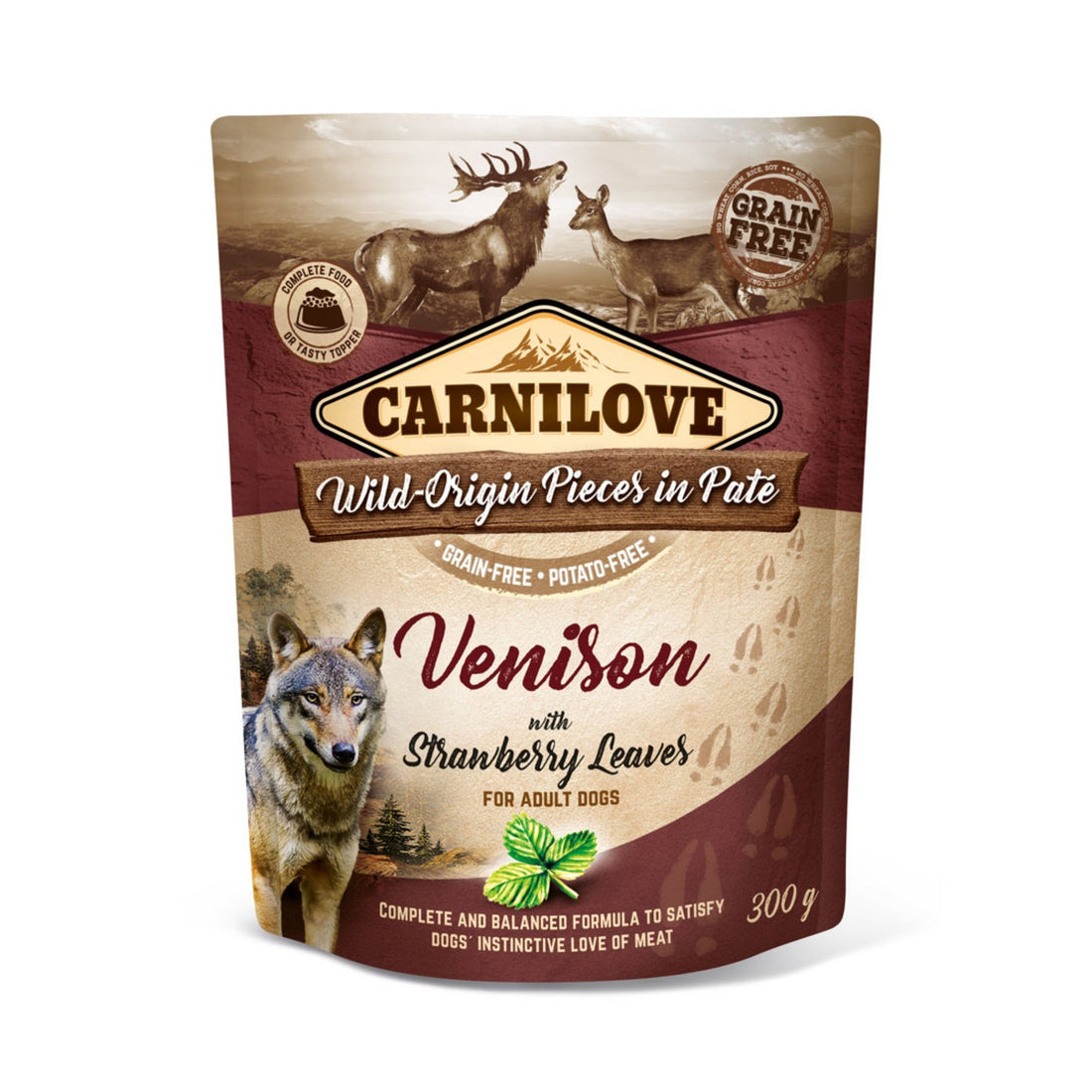 Carnilove Dog Pouch Adult Venison with Strawberry Leaves, Hunde Nassfutter - Woofshack