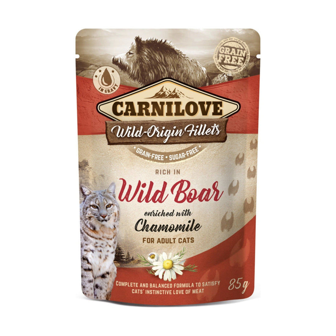 Carnilove Pouch Cat Adult Wild Boar with Chamomile, Katzen Nassfutter - Woofshack