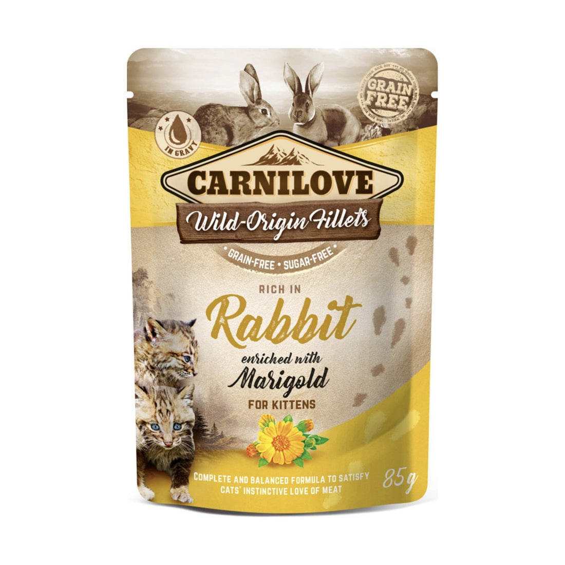 Carnilove Pouch Cat Kitten Rabbit with Marigold, Katzen Nassfutter - Woofshack