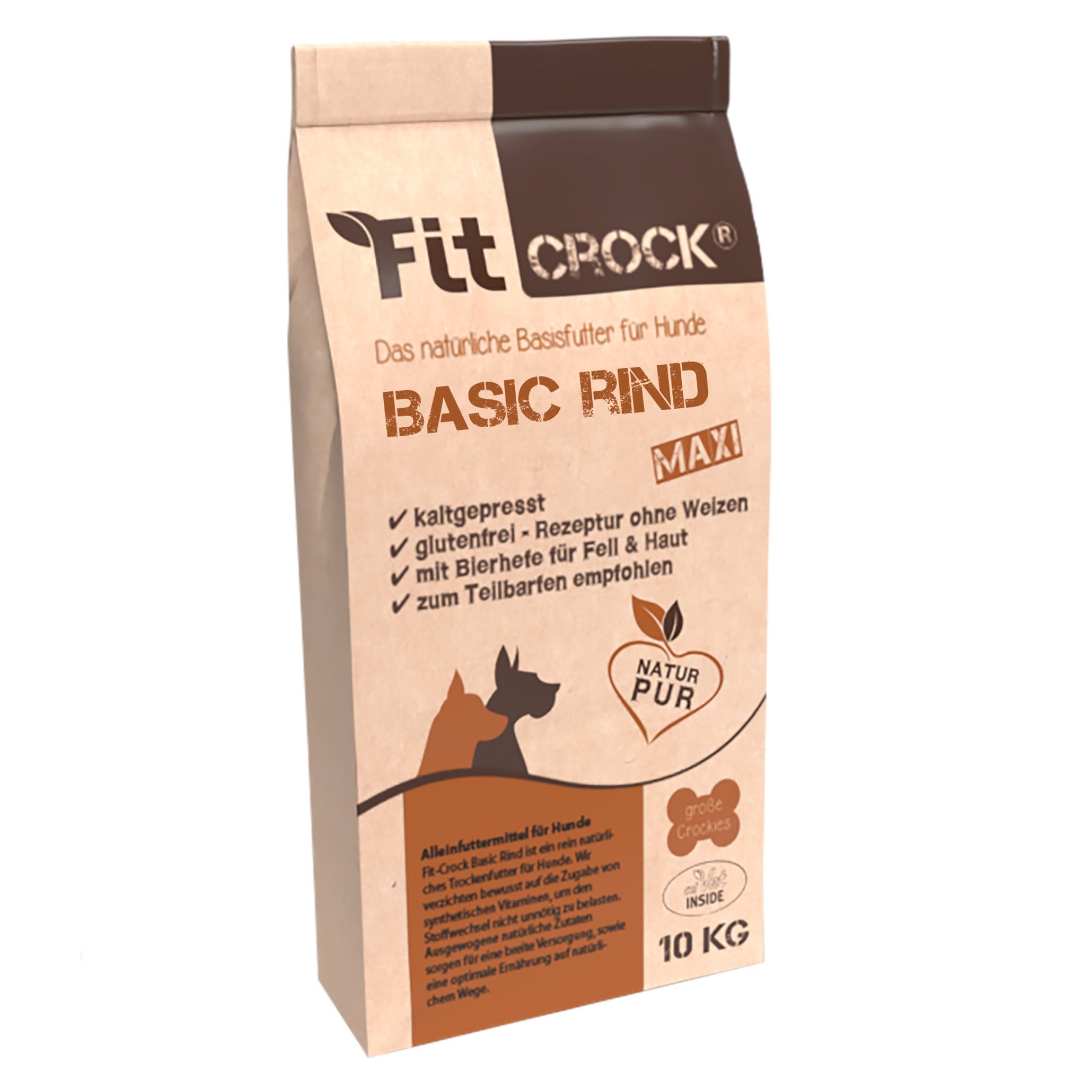 cdVet Fit-Crock Basic Rind Maxi - Kaltgepresstes Premium-Trockenfutter für große Hunde mit natürlichen Zutaten