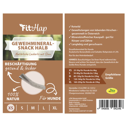 cdVet Fit - Hap Geweihmineral - Snack halb für Hunde - Woofshack