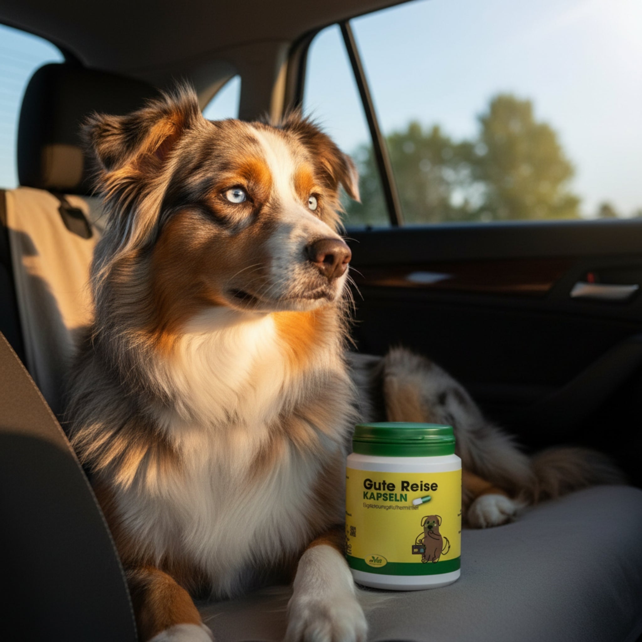 cdVet Gute Reise Kapseln – Natürliche Hilfe gegen Reiseübelkeit, Stress &amp; Nervosität bei Hunden – Pflanzliche Beruhigung für entspannte Autofahrten, Urlaub &amp; Tierarztbesuche - Woofshack