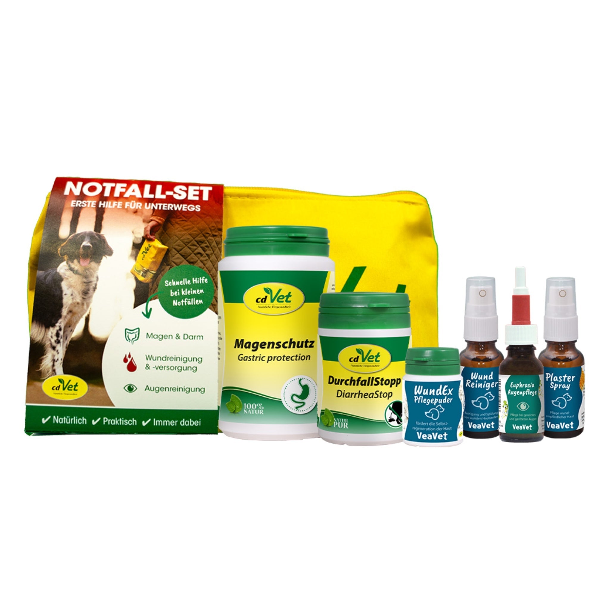 cdVet Notfall - Set für unterwegs – Erste Hilfe für Hunde bei Durchfall, Wunden, Magenproblemen &amp; Augenpflege - Woofshack