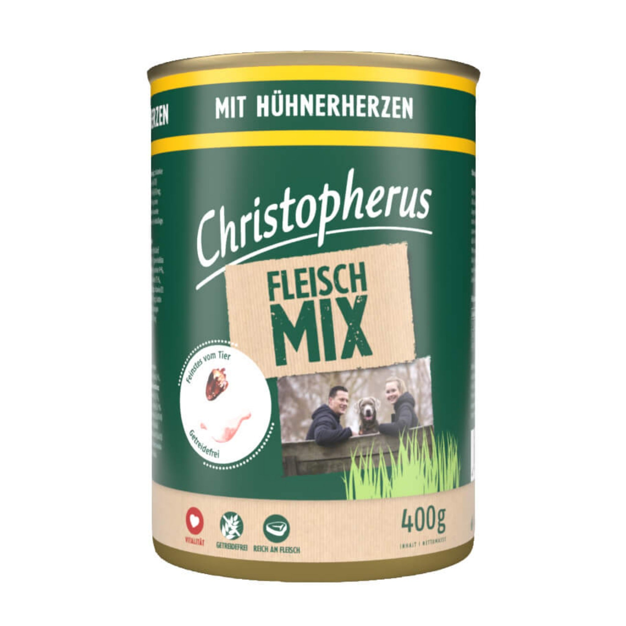 Christopherus Adult Fleischmix mit Hühnerherzen, Hunde Nassfutter - Woofshack