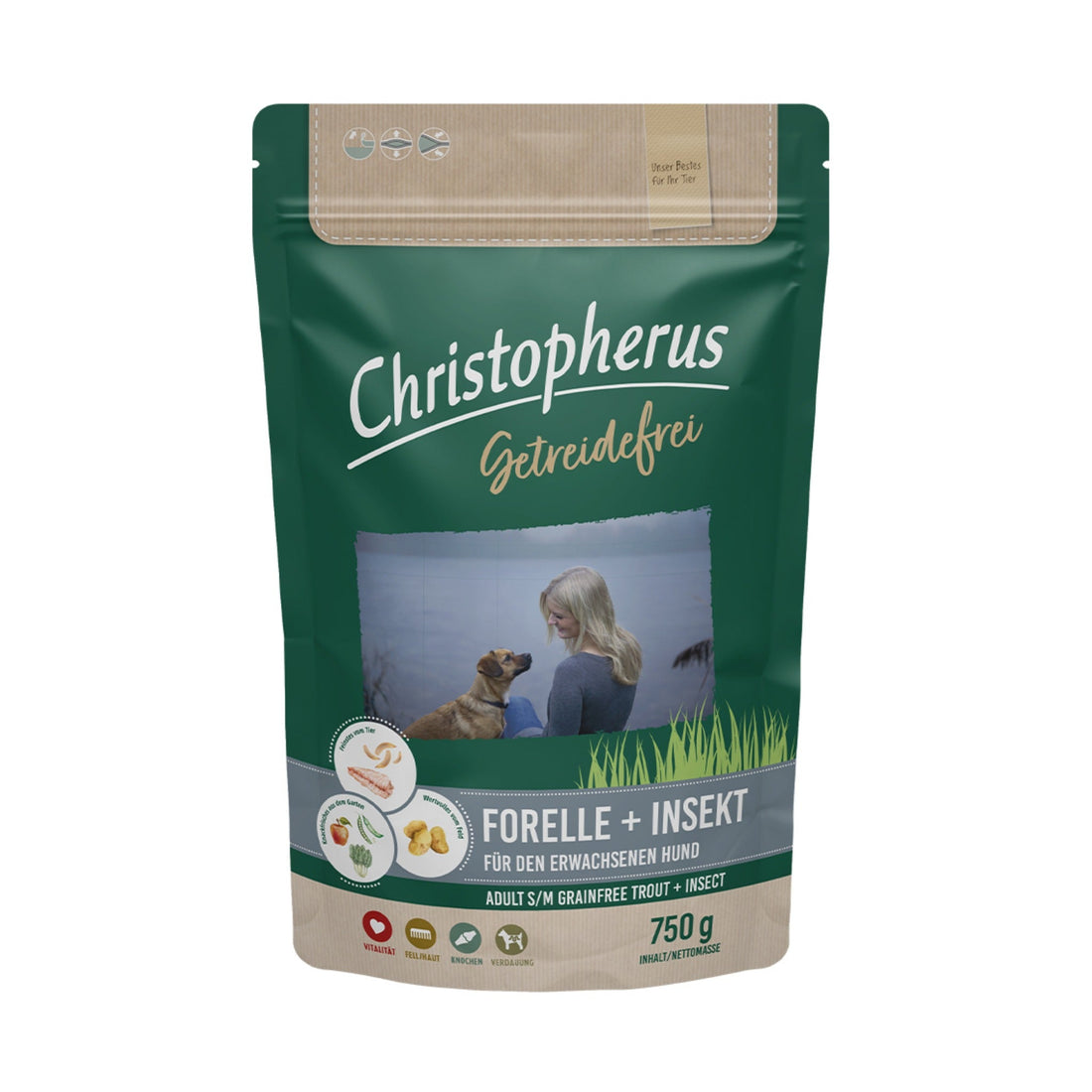 Christopherus Adult Forelle + Insekt, Hunde Trockenfutter - Woofshack