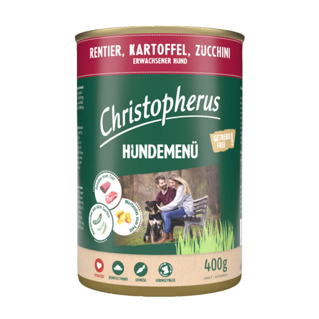 Christopherus Adult Hundemenü Rentier, Kartoffel &amp; Zucchini, Hunde Nassfutter - Woofshack