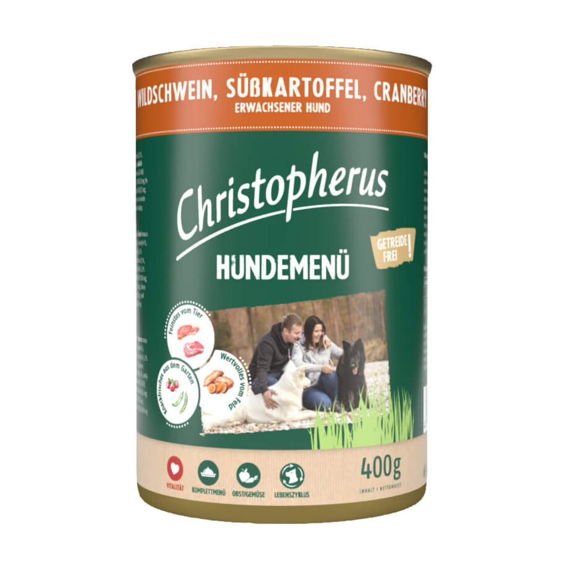 Christopherus Adult Hundemenü Wildschwein, Süßkartoffel &amp; Cranberry, Hunde Nassfutter - Woofshack