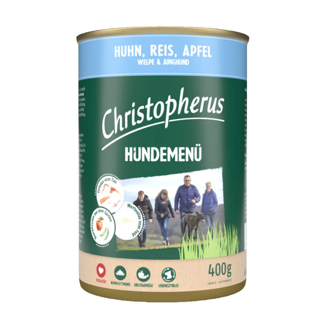 Christopherus Hundemenü Junior Huhn, Reis &amp; Apfel, Hunde Nassfutter - Woofshack