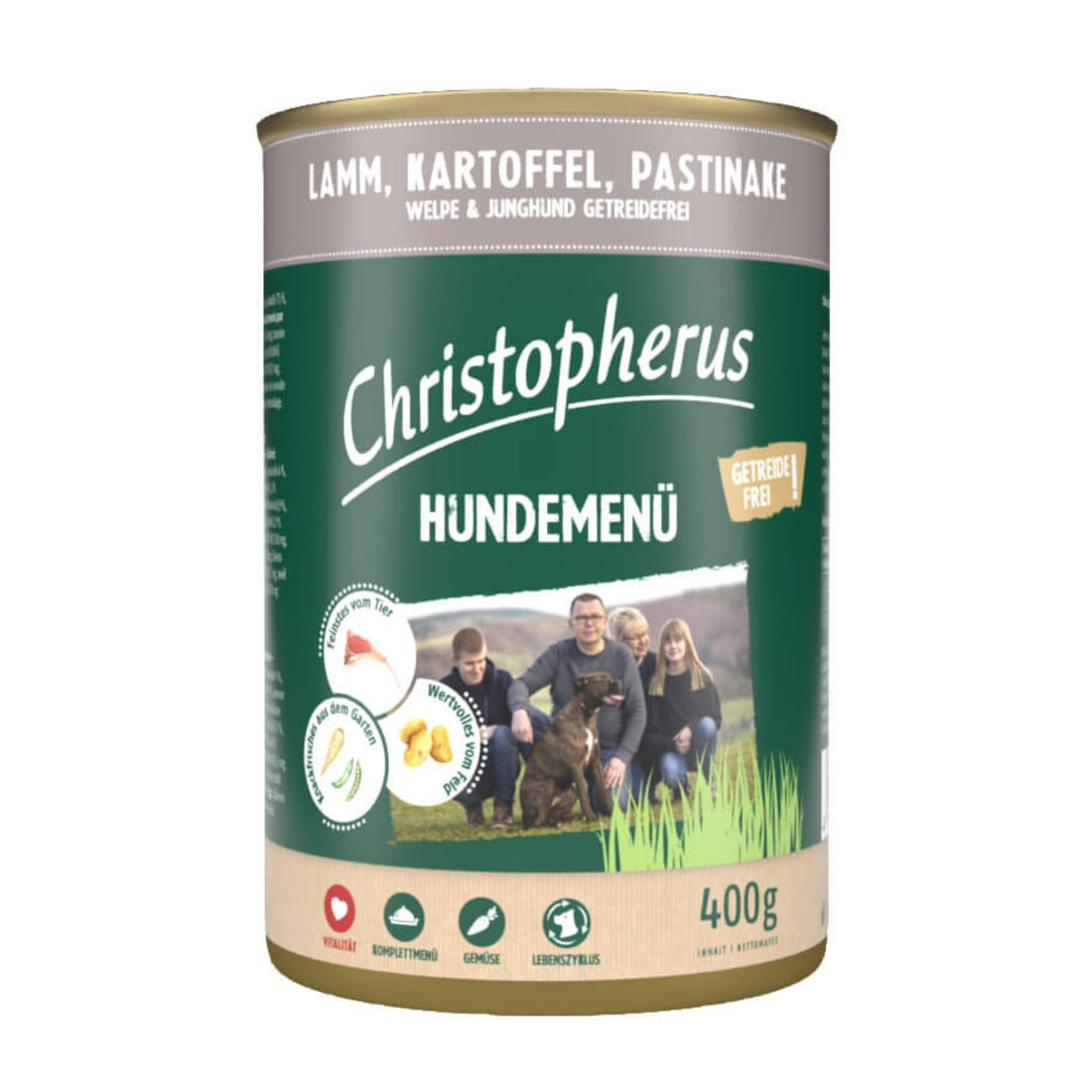 Christopherus Hundemenü Junior Lamm, Kartoffel &amp; Pastinake, Hunde Nassfutter - Woofshack