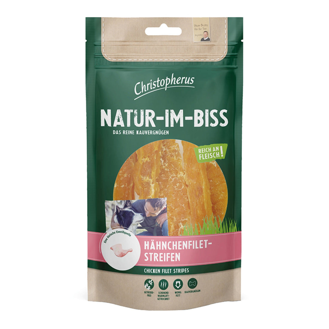 Christopherus Natur - Im - Biss Hähnchen Filetstreifen, Hundesnack - Woofshack