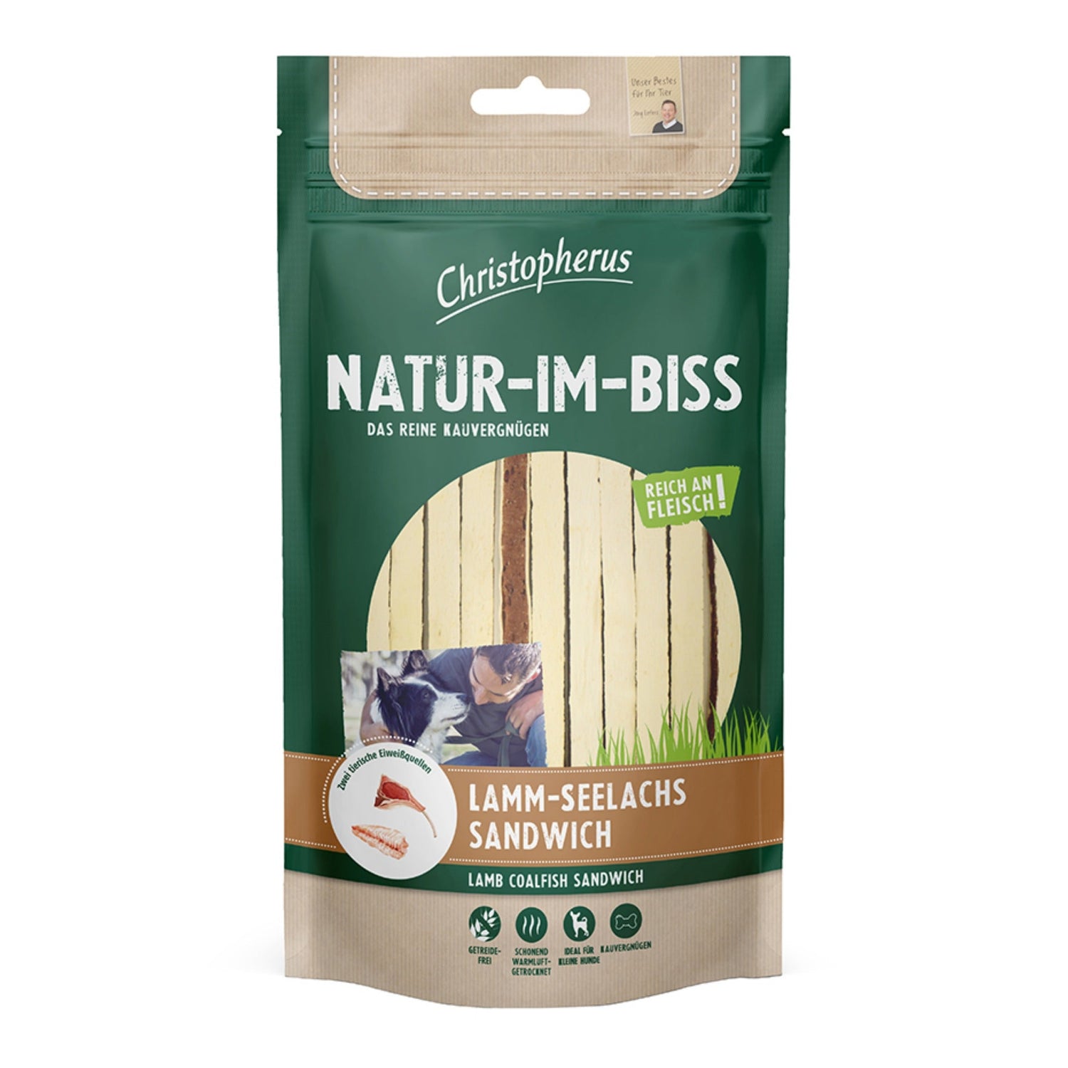 Christopherus Natur - Im - Biss Lamm - Seelachs Sandwich, Hundesnack - Woofshack