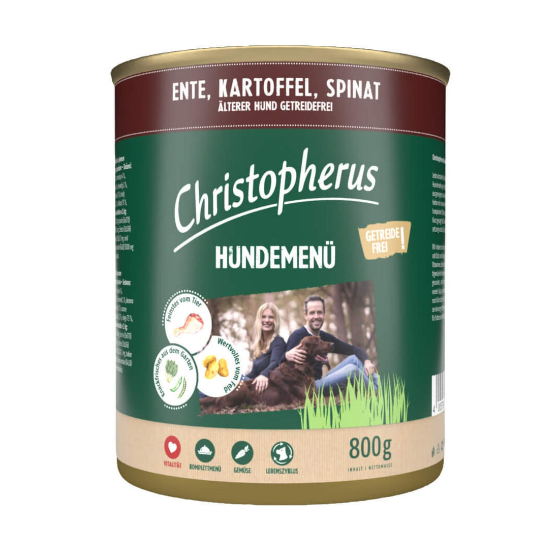 Christopherus Senior Hundemenü Ente, Kartoffel &amp; Spinat, Hunde Nassfutter - Woofshack
