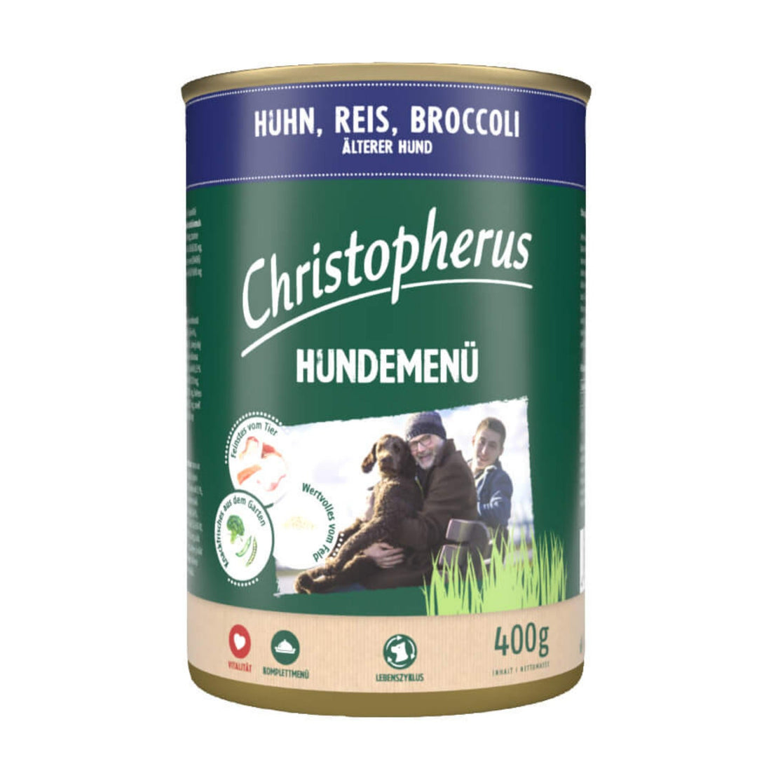 Christopherus Senior Hundemenü Huhn, Reis &amp; Broccoli, Hunde Nassfutter - Woofshack