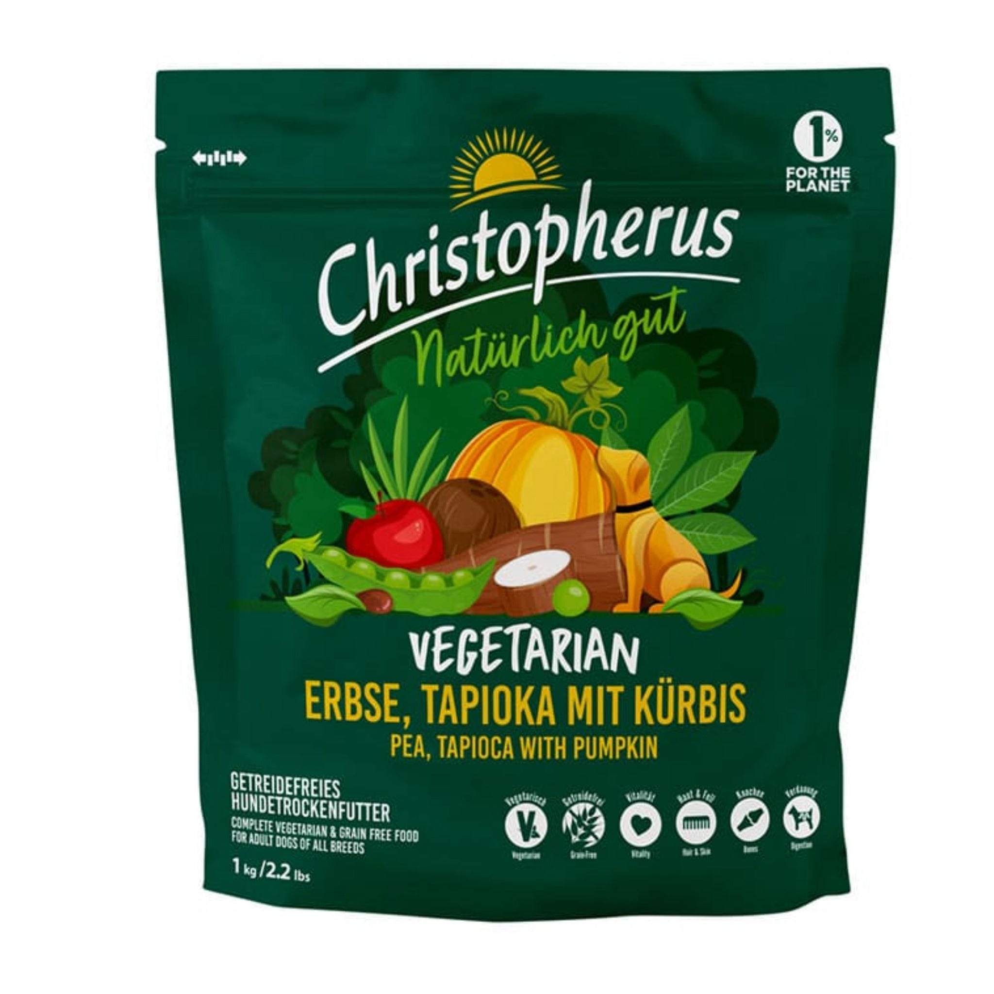 Christopherus Vegetarian Erbse, Tapioka &amp; Kürbis, Hunde Trockenfutter - Woofshack