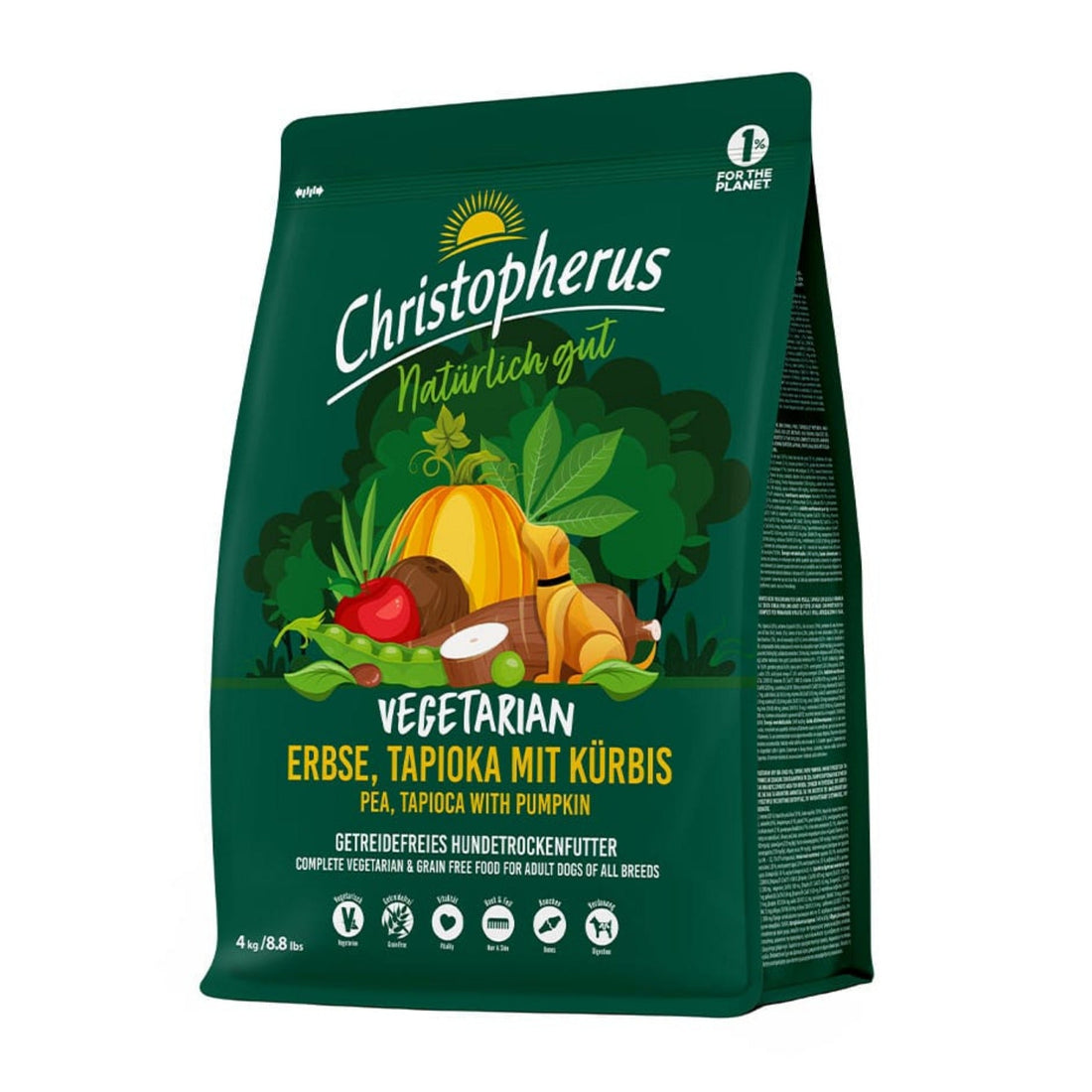 Christopherus Vegetarian Erbse, Tapioka &amp; Kürbis, Hunde Trockenfutter - Woofshack