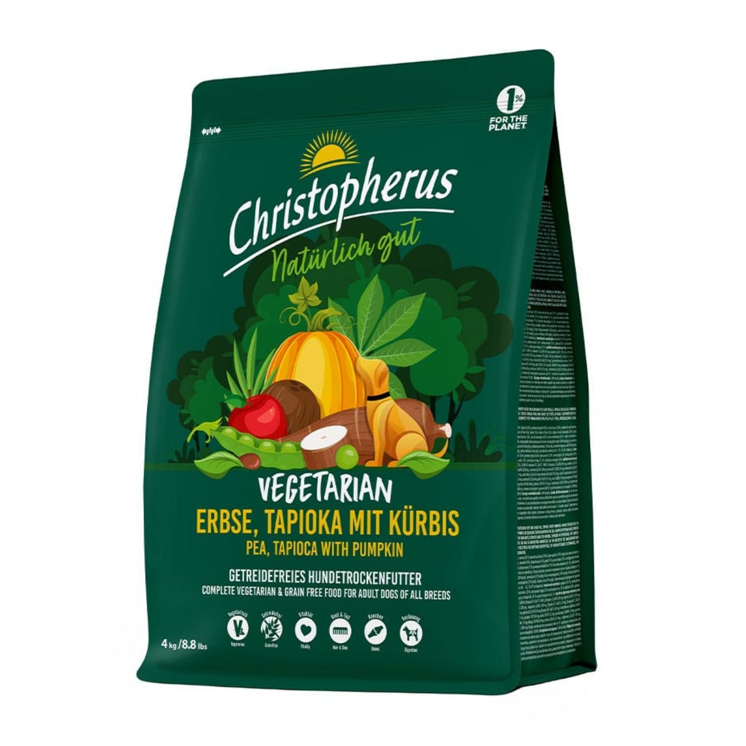 Christopherus Vegetarian Erbse, Tapioka &amp; Kürbis, Hunde Trockenfutter - Woofshack