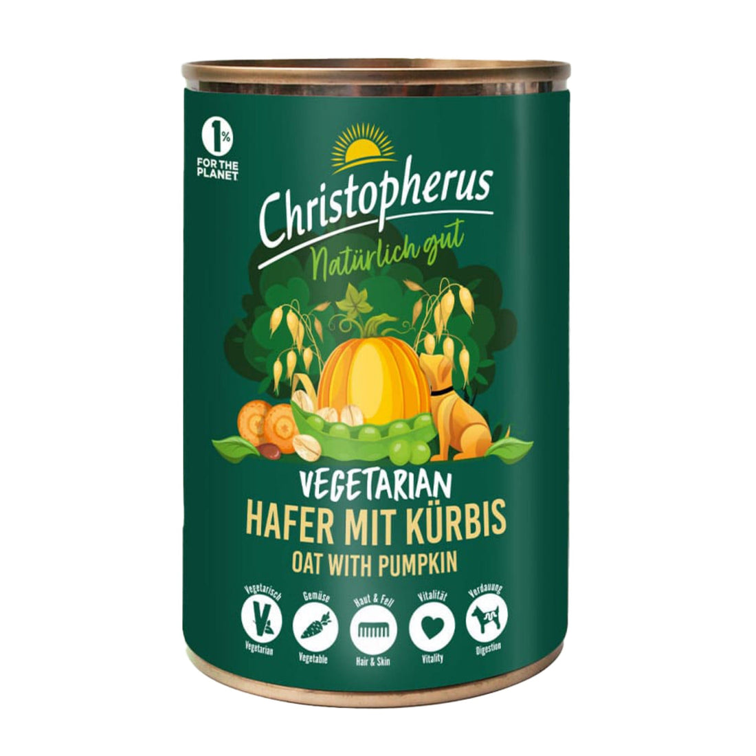 Christopherus Vegetarian Hafer mit Kürbis, Hunde Nassfutter - Woofshack