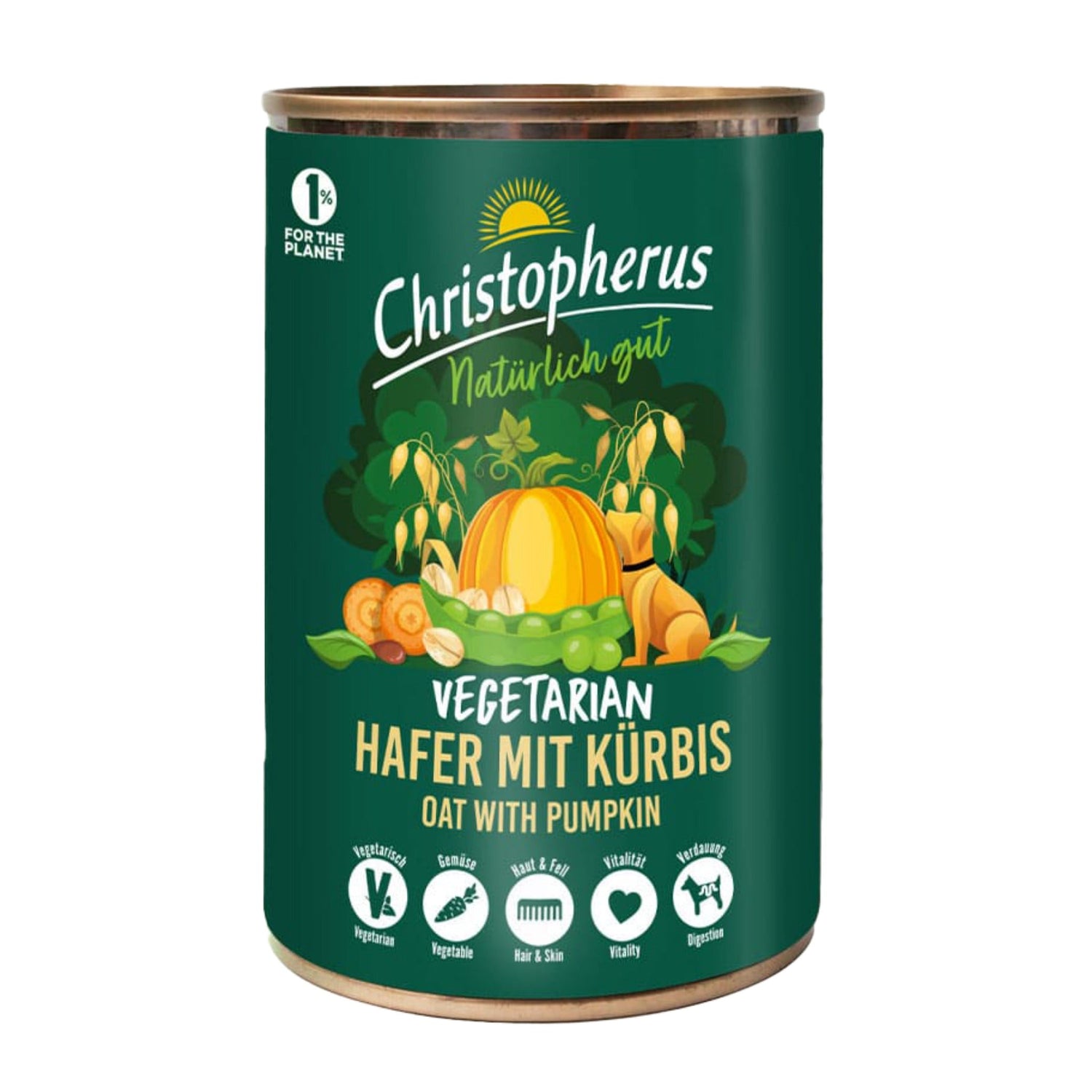 Christopherus Vegetarian Hafer mit Kürbis, Hunde Nassfutter - Woofshack