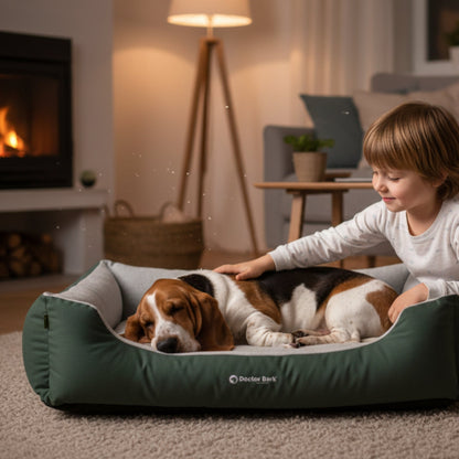 Doctor Bark Ergonomisches Hundebett Green Label – Höchster Komfort für gesunden Schlaf, Gelenkschonung &amp; nachhaltige Premium - Materialien - Woofshack