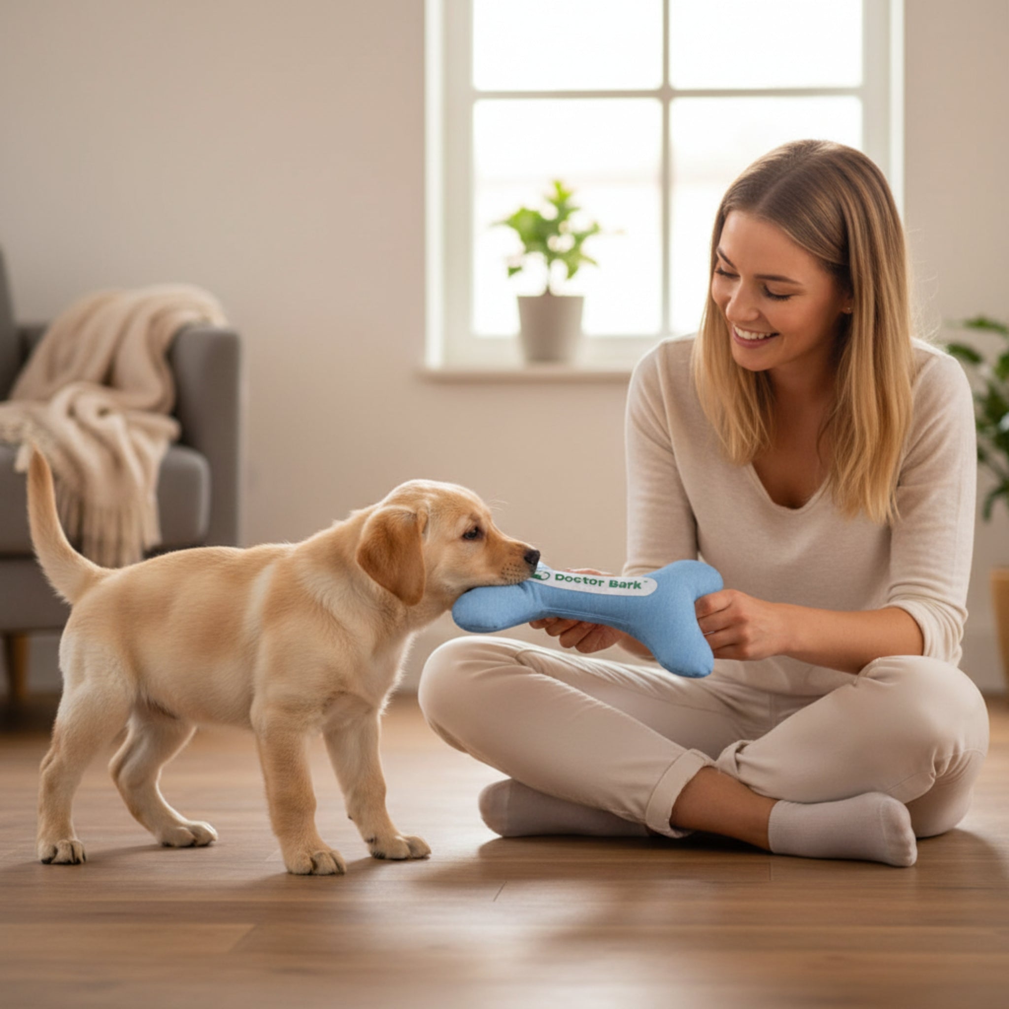 Doctor Bark Toy Bone – Robustes Hundespielzeug für kraftvolle Kauer, maschinenwaschbar &amp; allergikerfreundlich - Woofshack