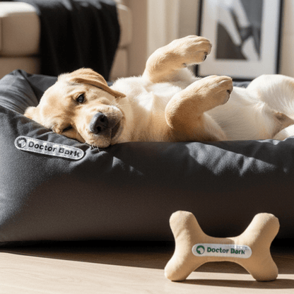 Doctor Bark Toy Bone – Robustes Hundespielzeug für kraftvolle Kauer, maschinenwaschbar &amp; allergikerfreundlich - Woofshack