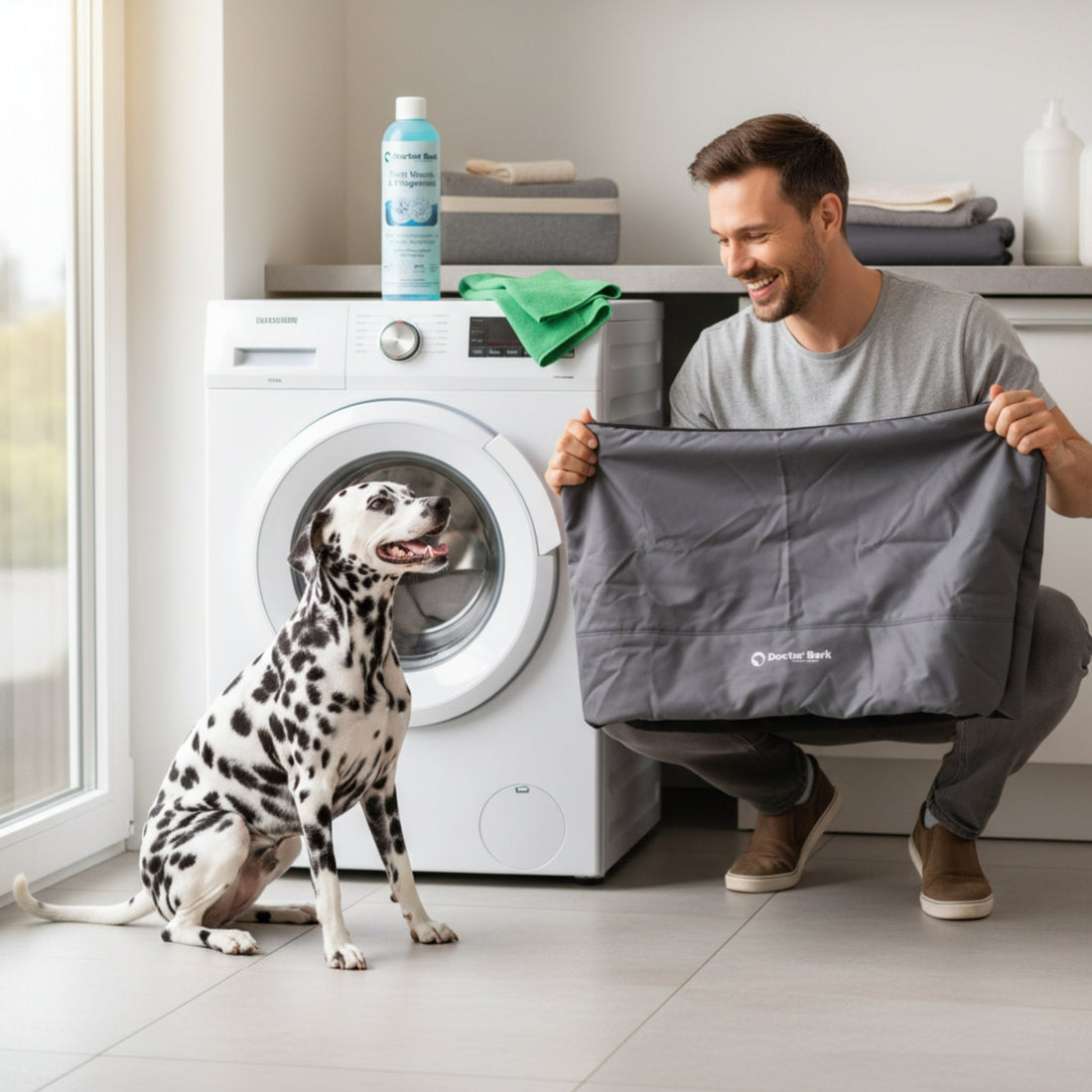 Doctor Bark Wasch - und Pflegemittel mit Premium - Mikrofasertuch – Pflanzliche Spezialformel für langanhaltende Frische, Sauberkeit und Pflege deiner Textilien - Woofshack