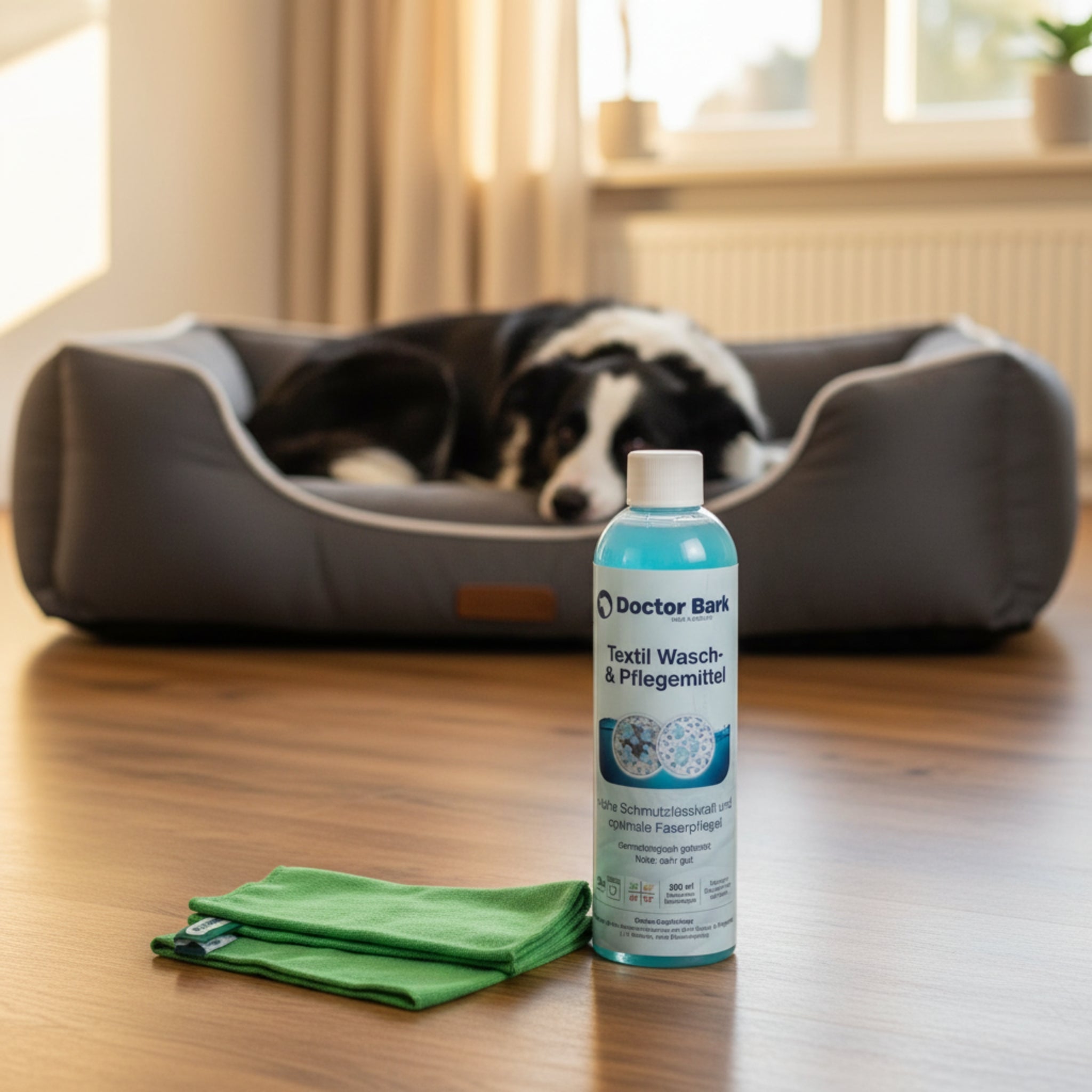 Doctor Bark Wasch - und Pflegemittel mit Premium - Mikrofasertuch – Pflanzliche Spezialformel für langanhaltende Frische, Sauberkeit und Pflege deiner Textilien - Woofshack