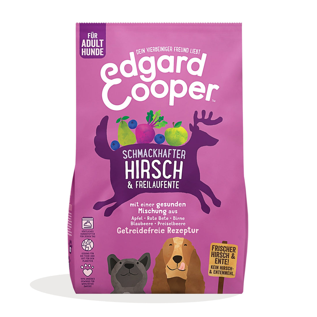 Edgard &amp; Cooper Dog Adult Hirsch &amp; Freilaufente, Hunde Trockenfutter - Woofshack