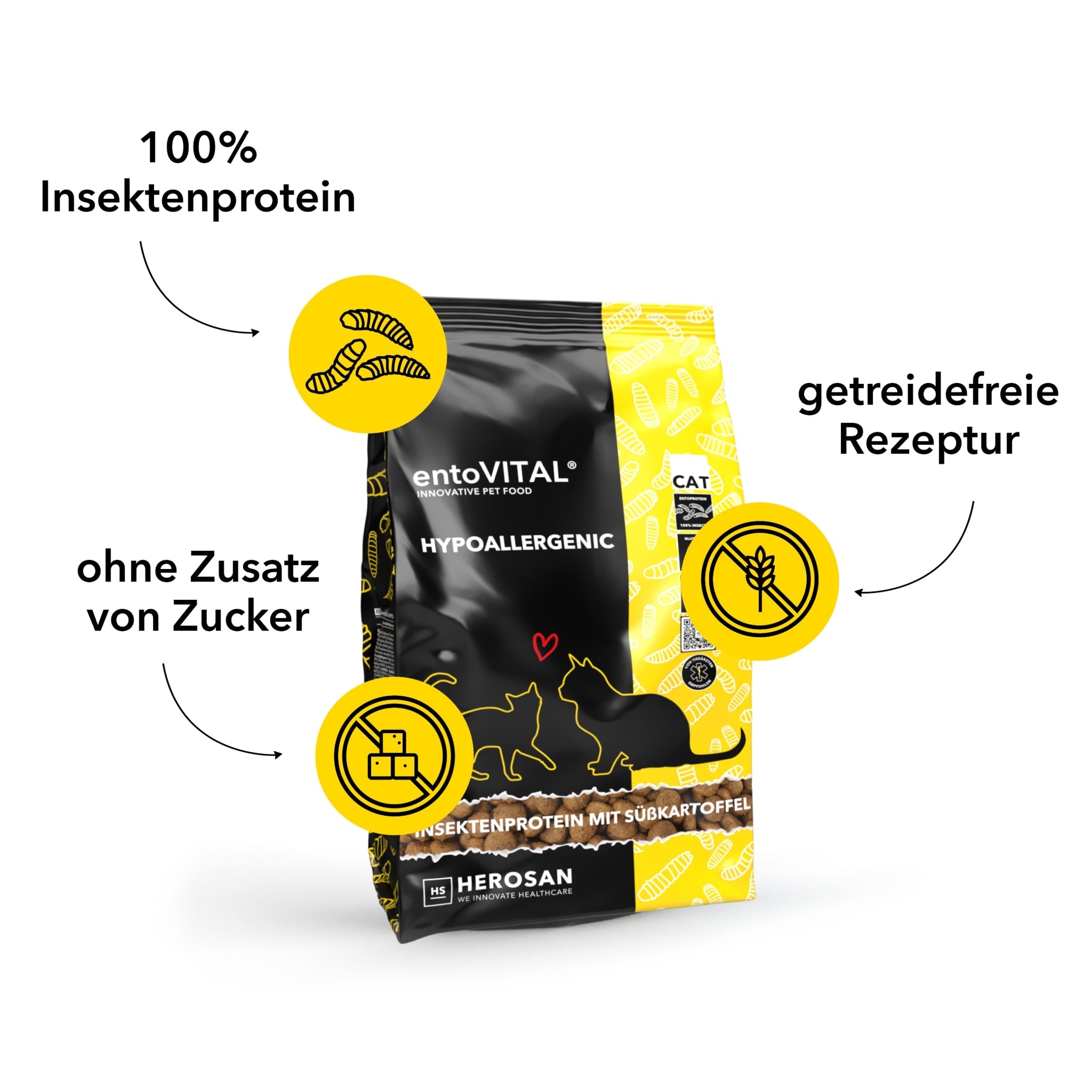 HEROSAN entoVITAL Cat Hypoallergenic, Katzen Trockenfutter - Woofshack