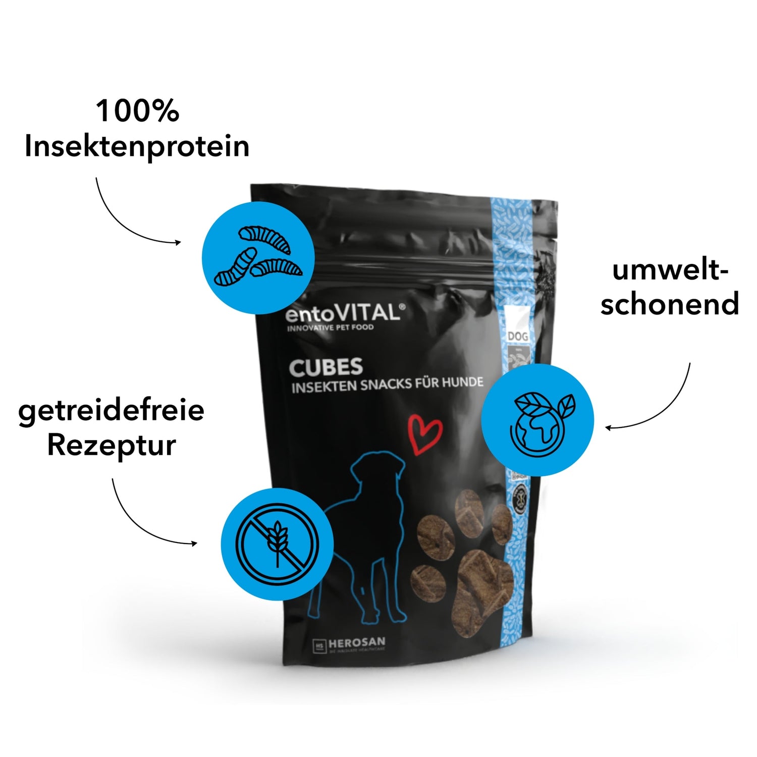 HEROSAN entoVITAL Dog Cubes, Hundesnack - Woofshack