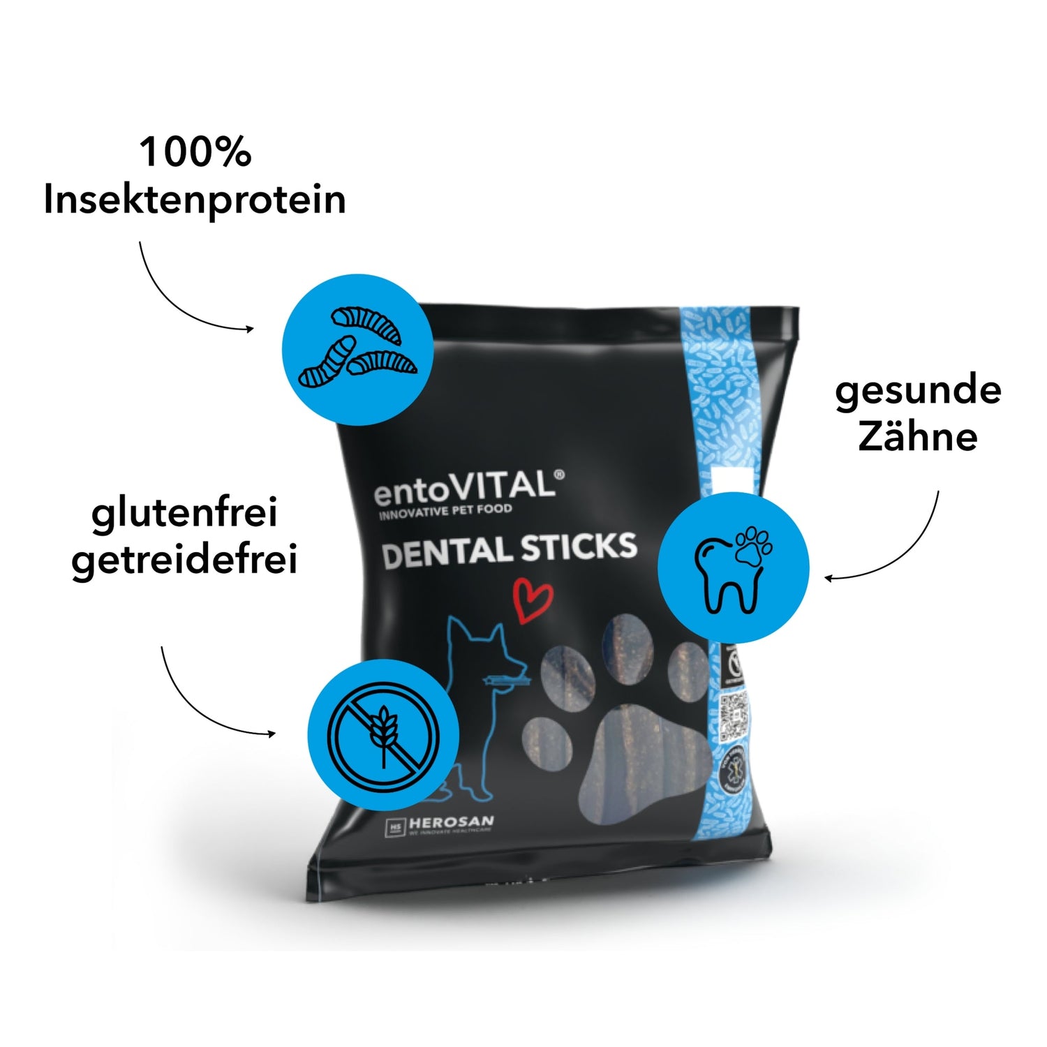 HEROSAN entoVITAL Dog Dental Sticks, Hundesnack - Woofshack