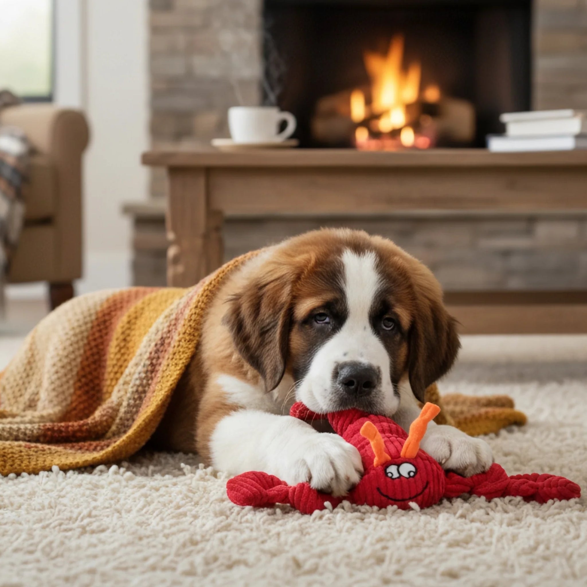 HuggleHounds McCracken Lobsta Knottie für aktive Hunde – Robustes Hundespielzeug mit Quietscher